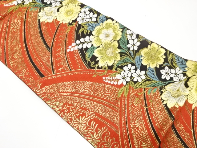 JAPANESE FUKURO OBI FOR FURISODE / UNUSED / WOVEN SARASA / BY KANSAI (NON-TAILORED)